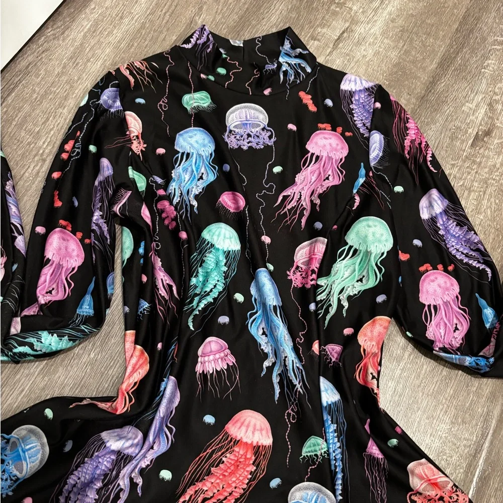 BlackMilk Long Sleeve Evil Tee Dress - Sea Jellies - S - Picture 4 of 5